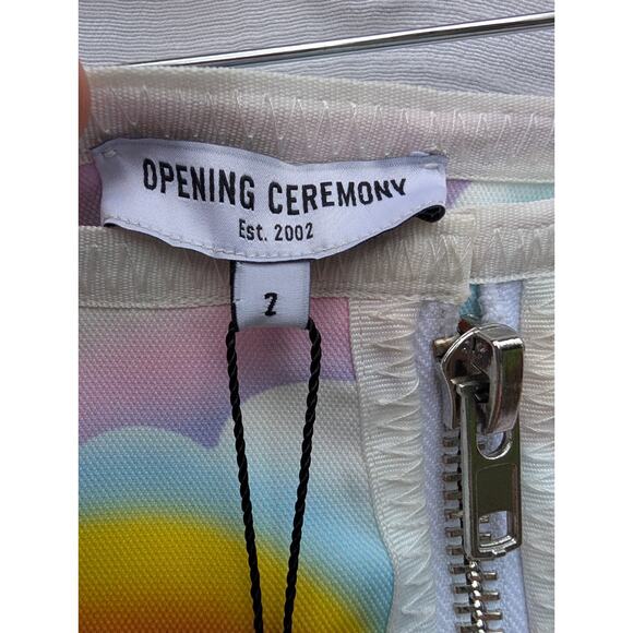 Opening Ceremony Womens Printed Scuba Ruffle mini Skirt Sz 2 Pale Pink Festivalx - Picture 6 of 8